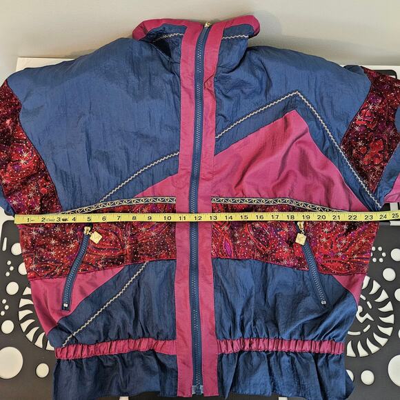 Active Stuff Vintage Blue Maroon Windbreaker Bomber Jacket | M | MINOR FLAWS - Picture 11 of 16